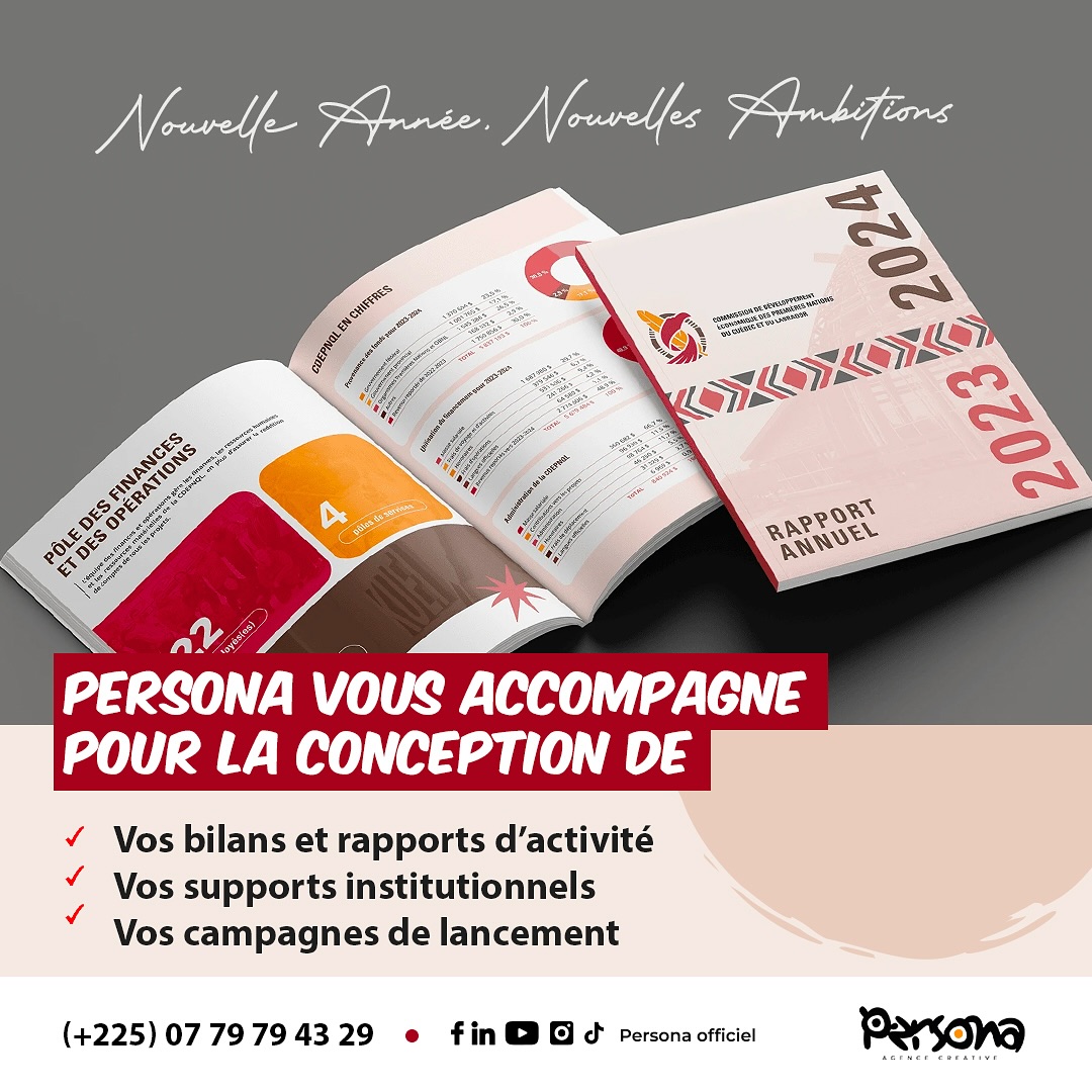 🟡🟡Nouvelle année, nouvelles ambitions.
Mais avant de tourner la page, valorisez votre année avec une communication forte et cohérente.
Chez PERSONA , nous vous accompagnons pour :
> vos bilans et rapports d’activité
> vos supports institutionnels
> vos campagnes de lancement 2025
Faites rayonner votre image avant même le Nouvel An.
💥Contactez Persona et préparons ensemble votre communication de fin d’année.
Tel/Whatsapp : (+225) 07 79 79 43 29
Email : info@agencepersona.com
#communication #publicités #advertising #identitevisuelle #abidjan #afrique #abidjanplaces